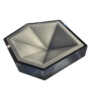 KENDRA SCOTT Geometric Hexagon Metal Trinket Dish - Brushed Silver Top